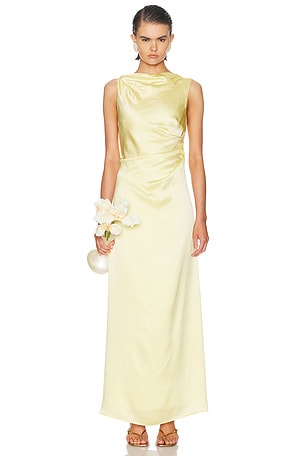 L'Academie Estelle Silk Dress in Yellow