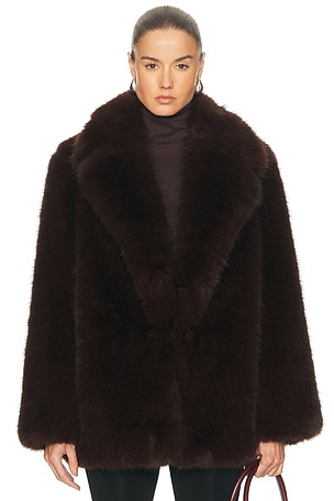 L'Academie by Marianna Gamine Faux Fur Jacket in Brown