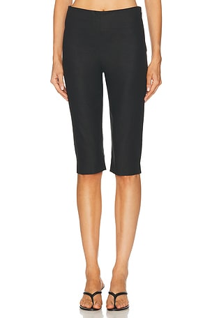 L'Academie Anaia Linen Capri Pant in Black