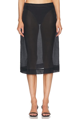 L'Academie Gabin Midi Skirt in Black