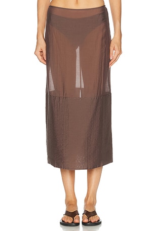 L'Academie Cecille Midi Skirt in Brown