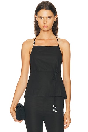 L'Academie Anaia Linen Top in Black