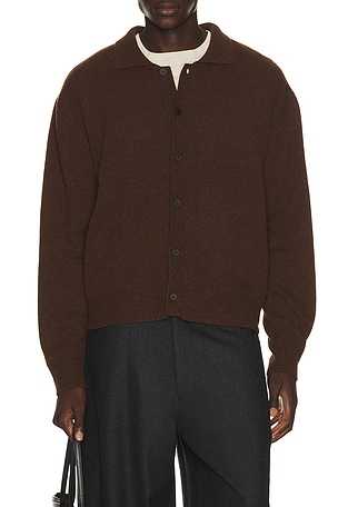 Le17Septembre Alpaca Blend Shirt Cardigan in Brown