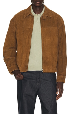 Le17Septembre Cow Suede Zip Blouson in Brown