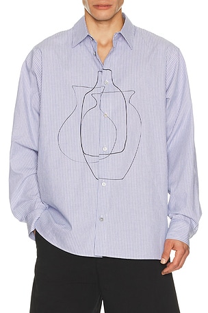 Le17Septembre Printed Striped Shirt in Blue