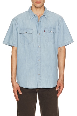 LEVI'S Short Sleeve Relaxed Fit Western Shirt in Blue