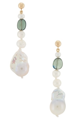 Loren Stewart Poet Pearl Earrings in Green
