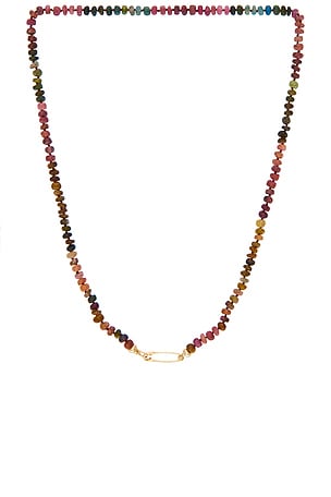 Loren Stewart Tourmaline Safety Pin Necklace in Metallic Gold