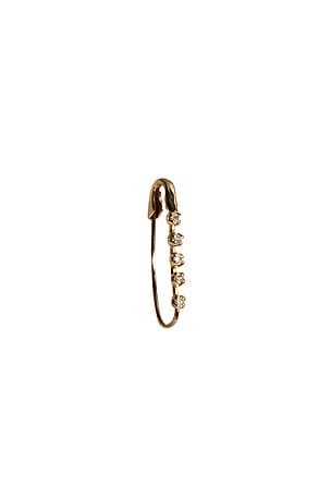 Loren Stewart Mini Diamond Prong Safety Pin Single Earring in Metallic Gold