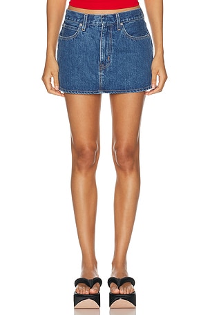 SLVRLAKE Micro Clean Waistband Mini Skirt in Blue