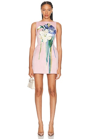 LEO LIN Ali Boat Neck Mini Dress in Pink