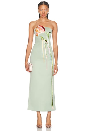 LEO LIN Marilyn Bustier Maxi Dress in Green
