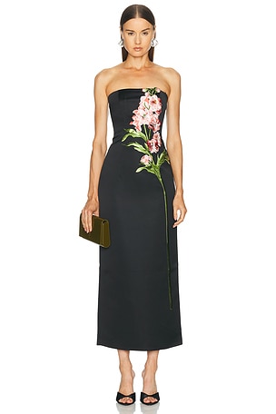 LEO LIN Rayna Embroidered Maxi Dress in Black