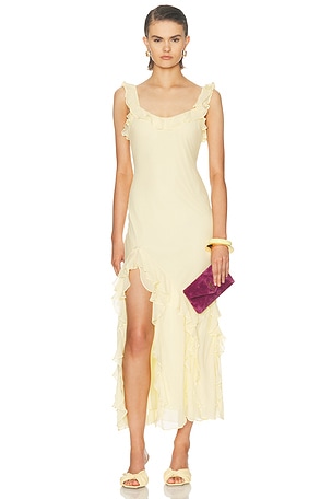 LoveShackFancy Roseline Dress in Yellow