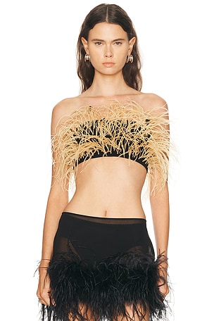 Lapointe Feather Bandeau Top in Black