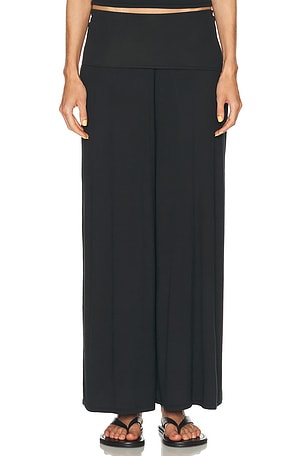 LUNYA Soft Modal Rib Fold Over Pant in Black