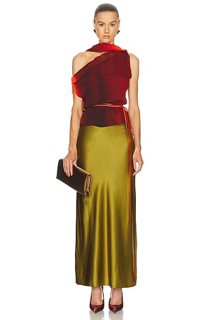 LaQuan Smith Scarf Top in Burgundy