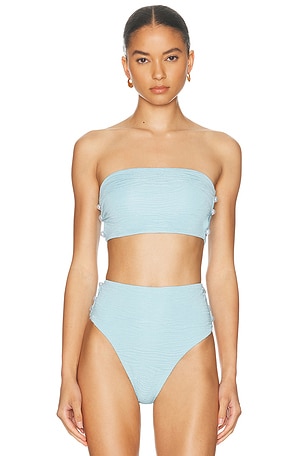 La Porte Robbin Bikini Top in Baby Blue