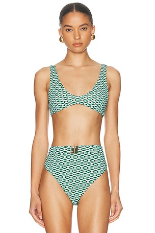 La Porte Kaleigh Bikini Top in Blue,Green