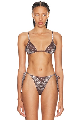 La Porte Midnight Rodeo Kendall Bikini Top in Brown