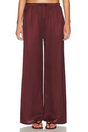 LESET Daniel Drawstring Pocket Pant in Burgundy