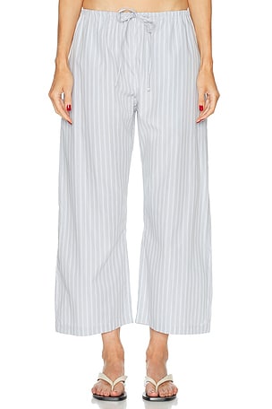 LESET Yoshi Stripe Crop Drawstring Pant in Grey