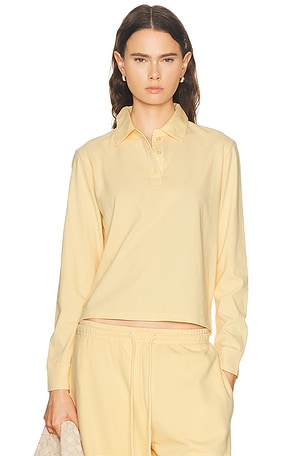 LESET Margo Long Sleeve Polo in Lemon