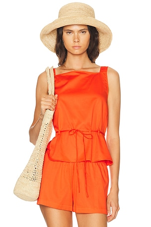 LESET Yoko Drawstring Tank Top in Orange