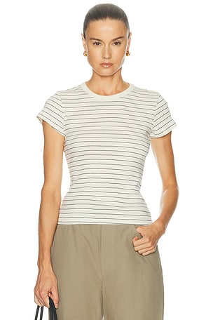 LESET Nando Stripe Slim Fit Tee in Cream