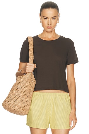 LESET Milo Crop Tee in Brown