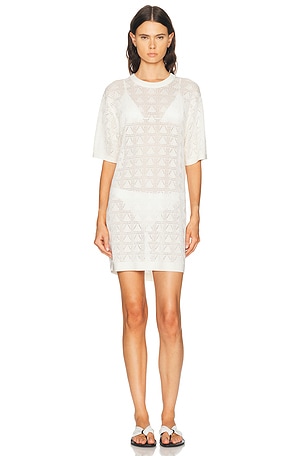 Loulou de Saison Armas Knit T-Shirt Dress in Ivory