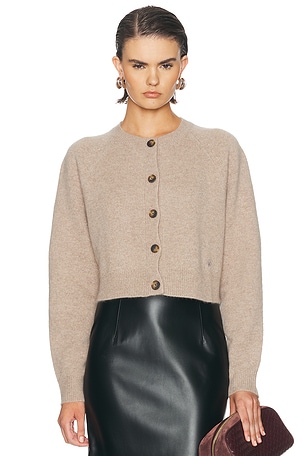 Loulou de Saison Heike Cropped Raglan Cardigan in Beige