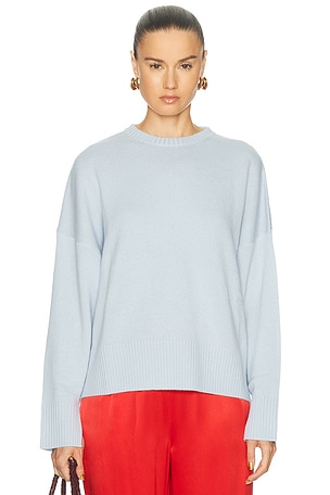 Loulou de Saison Anton Long Sleeve Crewneck Sweater in Baby Blue