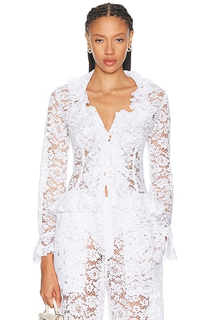 Ludovic de Saint Sernin Ruffle Blouse in White