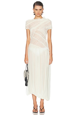 Magda Butrym Sheer Asymmetrical Dress in Cream