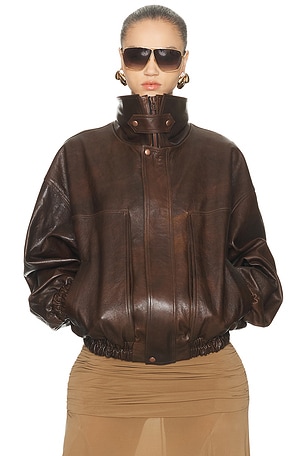 Magda Butrym Aviator Jacket in Brown