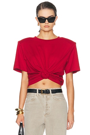 Magda Butrym Knot Front T-Shirt in Red
