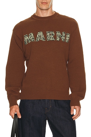 Marni Round Neck Sweater in Burnt Orange