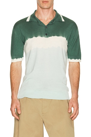 Marni Short Sleeve Polo in Blue,Green