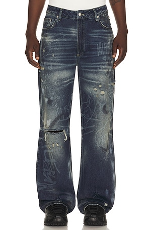 MISBHV Laser Tagged Denim Jeans in Blue