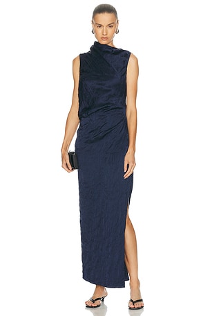 Marina Moscone Draped Dress in Navy