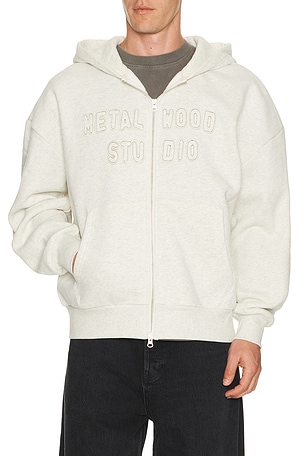 Metalwood Studio Cutie Zip Hooded Sweatshirt in Light Grey