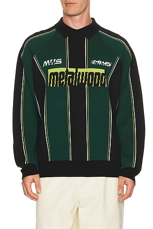 Metalwood Studio Knit Football Top in Green