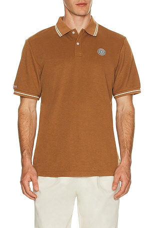 Malbon Golf Fairway Applique Pique Polo in Tan