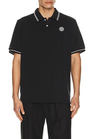Malbon Golf Fairway Applique Pique Polo in Black