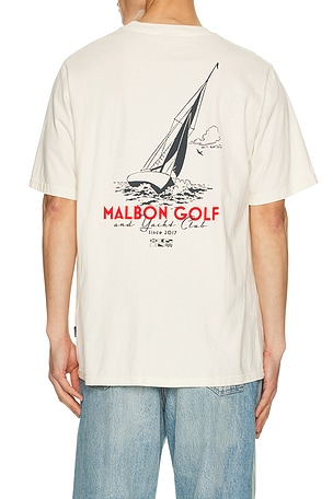 Malbon Golf Vista Keel Tee in Cream