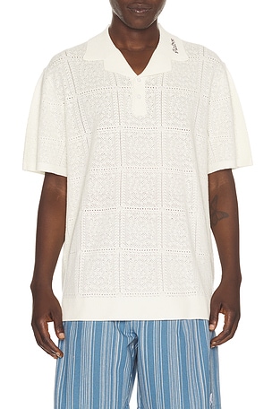Malbon Resort Crochet Polo in White