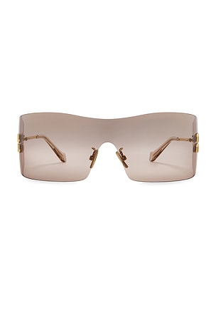 Miu Miu Rectangle Sunglasses in Metallic Gold