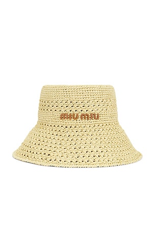 Miu Miu Crochet Rete Hat in Beige