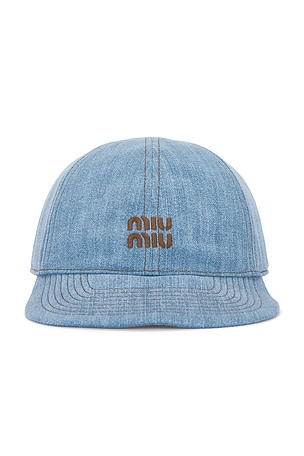 Miu Miu Denim Baseball Cap in Blue